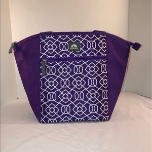 Purple white geometric print Igloo cooler tote bag
